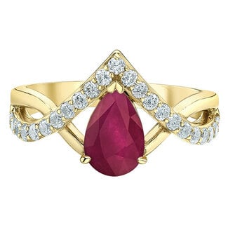 Diamond Evolution Pear Shape Lab Grown Ruby & Diamond Engagement Ring