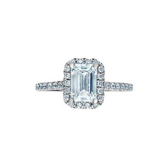 Diamond Evolution Emerald Cut Lab Grown Diamond Halo Engagement Ring