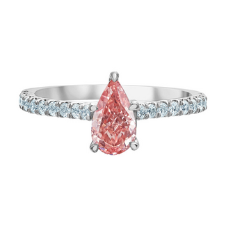 Diamond Evolution Pear Fancy Vivid Pink Lab Grown Diamond Engagement Ring