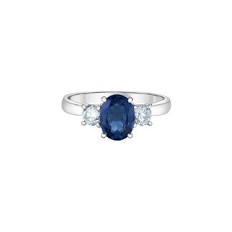Diamond Evolution Oval Lab Grown Sapphire & Diamond Trinity Engagement Ring