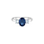 Oval Lab Grown Sapphire & Diamond Trinity Engagement Ring in 10K White Gold