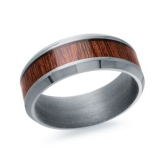 Wedding Bands by Spicer Cole Grey Tantalum & Wood Inlay 8mm Wedding Band