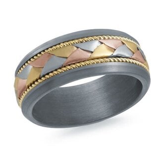 Wedding Bands by Spicer Cole 14K Tri-Tone Gold & Tantalum Braided 8.5mm Wedding Band