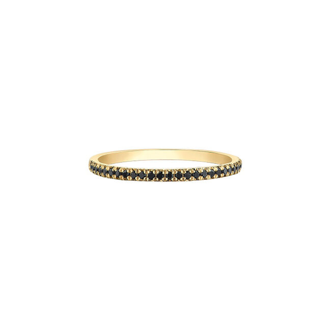 Stackable Black Diamond Band in 10K Yellow Gold
