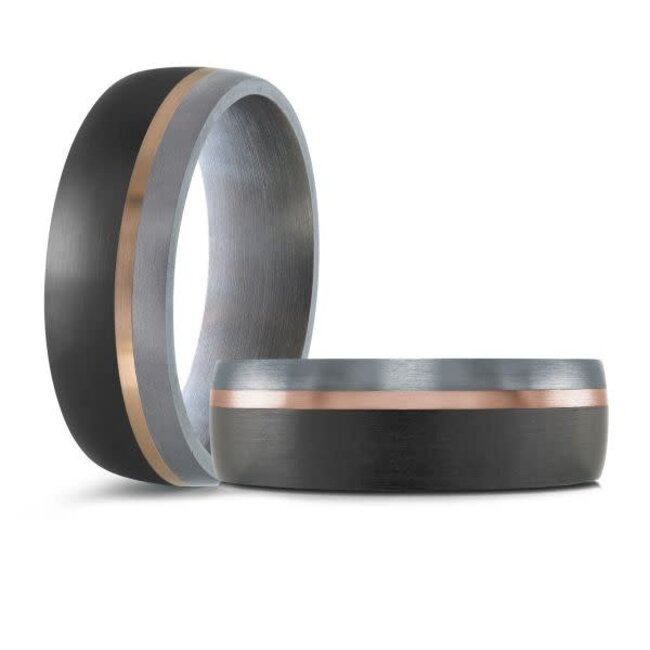 14K Rose Gold & Tantalum Satin 7mm Wedding Band