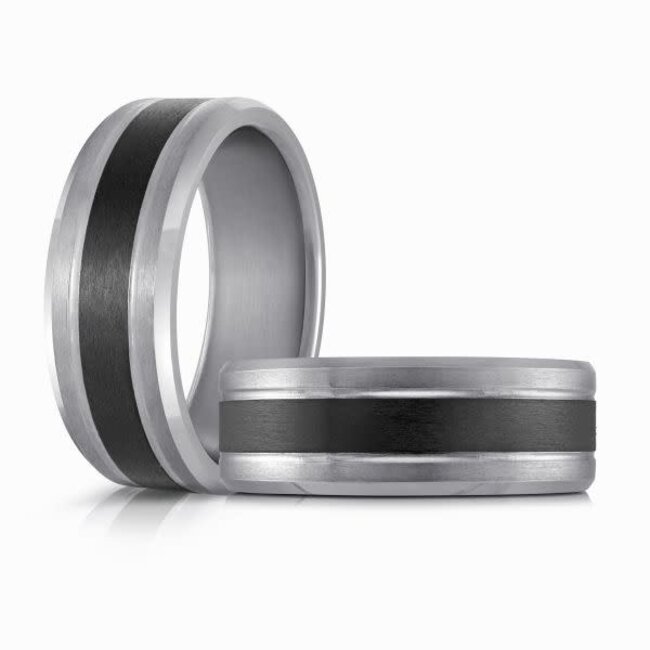 Tantalum & Carbon Fibre Inlay 8mm Wedding Band