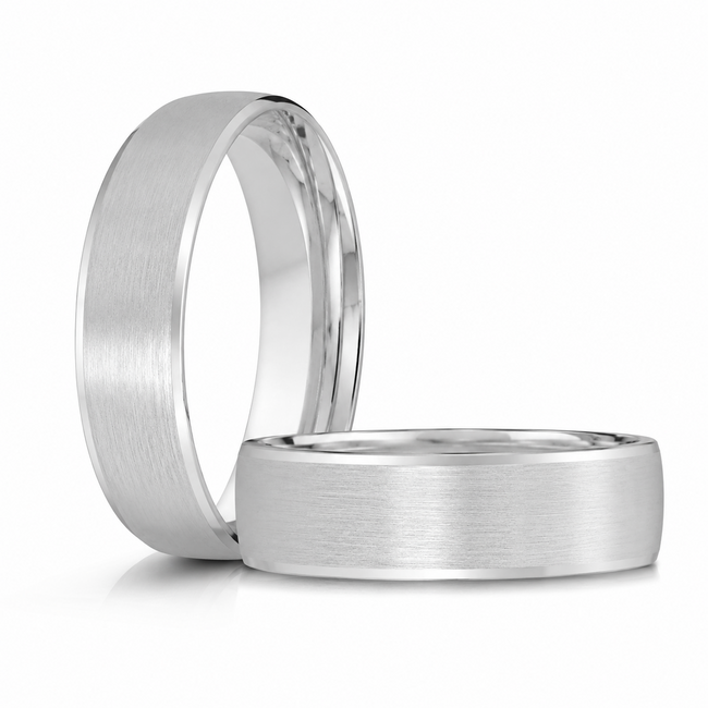 Carved Satin Finish Wedding Band in 10K White Gold