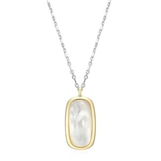 Elle Time & Jewellery ELLE Allure Rhodium & Gold Plated Mother of Pearl Cushion Pendant
