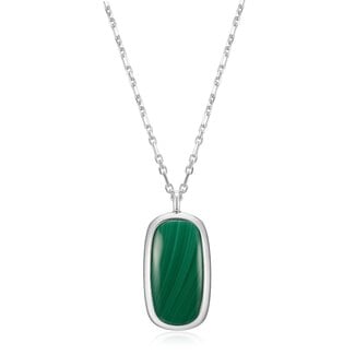 Elle Time & Jewellery ELLE Allure Rhodium Plated Malachite Cushion Pendant