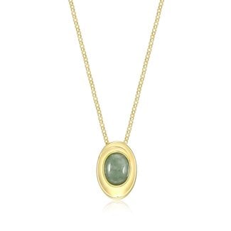 Elle Time & Jewellery ELLE Swirl Gold Plated Green Jade Necklace
