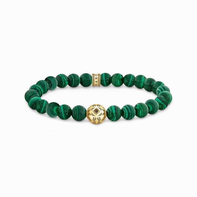 THOMAS SABO Malachite Bead Bracelet in Gold-Plated Sterling Silver