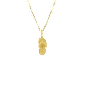 Bella Gold Textured Flip Flop Necklace in 10K Yellow Gold