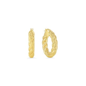 Bella Gold Round Twisted Tube Hoop Earrings