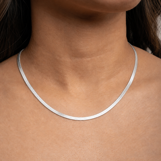 3mm Herringbone Chain in 10K White Gold