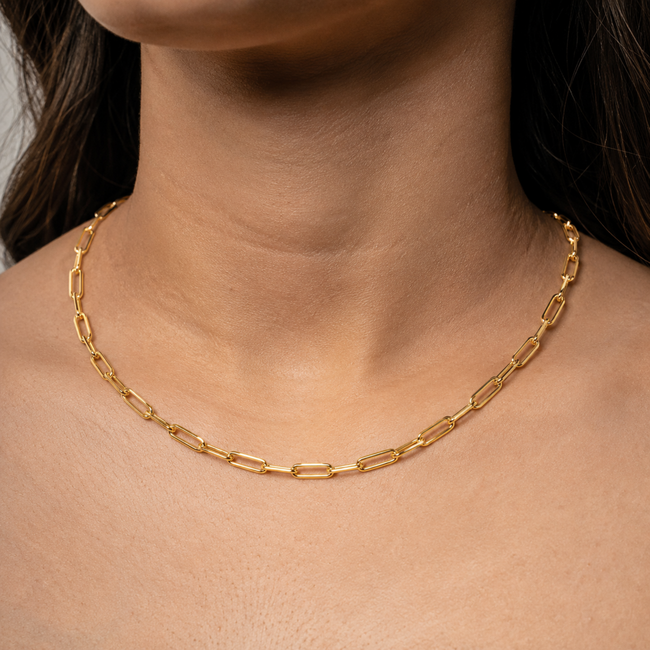 3.9mm Paperclip Chain in 10K Yellow Gold