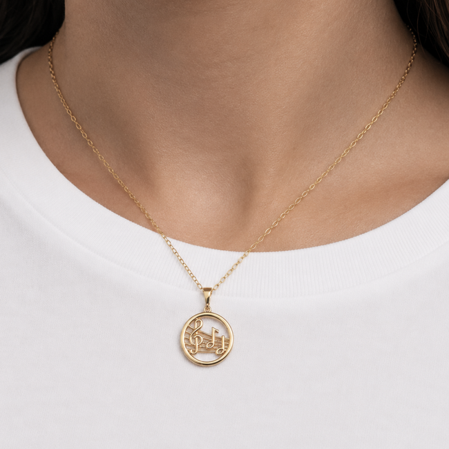 Music Note Necklace in 10K Yellow Gold