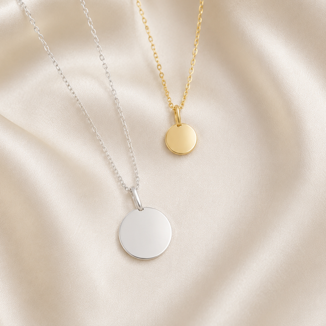Persona Engravable Disc Pendant in 10K
