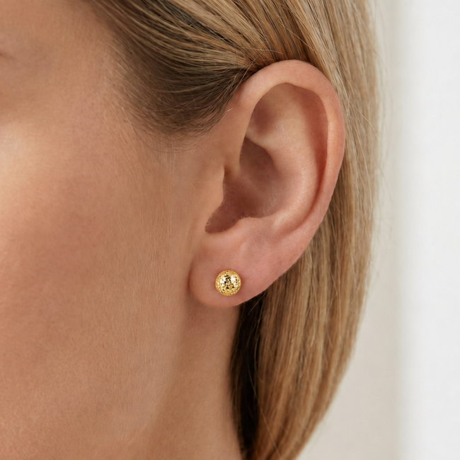 Cosmo Diamond Cut Ball Stud Earrings in 10K