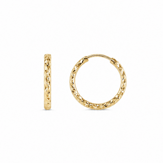 Bella Gold Dazzle Diamond Cut Sleeper Hoop Earrings