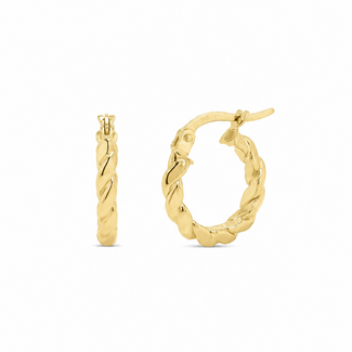 Bella Gold Mini Twisted Rope Huggie Earrings