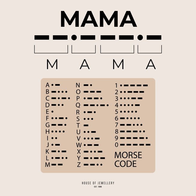 MAMA Morse Code CZ Necklace in Sterling Silver Gold Vermeil