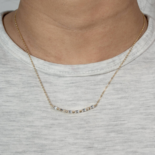MAMA Morse Code CZ Necklace in Sterling Silver Gold Vermeil