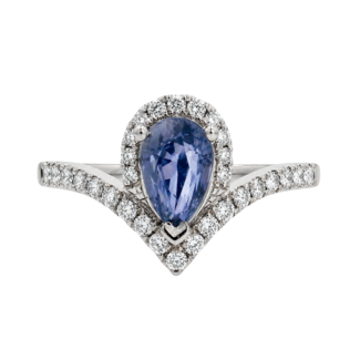 Colour by Spicer Cole Sapphire & Diamond Halo Pointed Ring