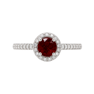 Colour by Spicer Cole Ruby & Diamond Halo Ring
