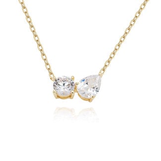 Everyday Silver by Spicer Cole Cubic Zirconia Toi-et-Moi Necklace