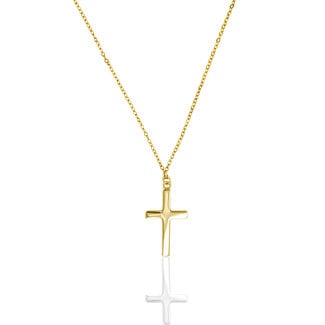 Everyday Silver by Spicer Cole Polished Cross Necklace in Sterling Silver Gold Vermeil