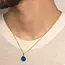 Octagon Lapis Lazuli Dog Tag Pendant in Sterling Silver Gold Vermeil