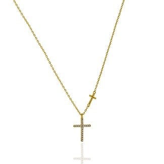 Everyday Silver by Spicer Cole Pavé Cubic Zirconia Cross Necklace
