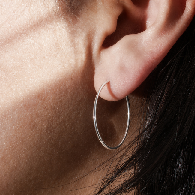 1.25mm Sleeper Hoop Earrings in Sterling Silver