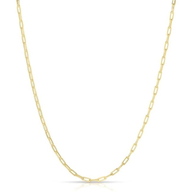 1.8mm Paperclip Chain in Sterling Silver Gold Vermeil