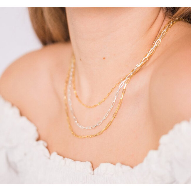 1.8mm Paperclip Chain in Sterling Silver Gold Vermeil