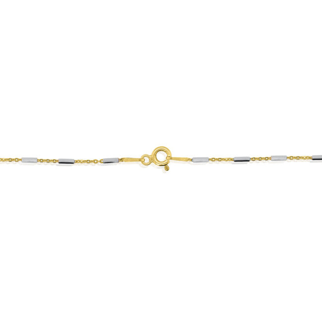 1.0mm Two-Tone Link & Bar Chain in Gold Vermeil Sterling Silver
