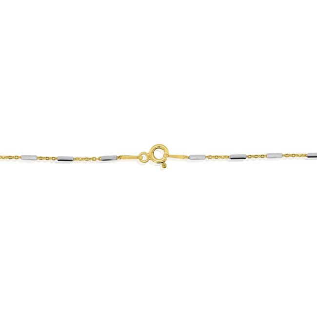 1.0mm Two-Tone Link & Bar Chain in Gold Vermeil Sterling Silver