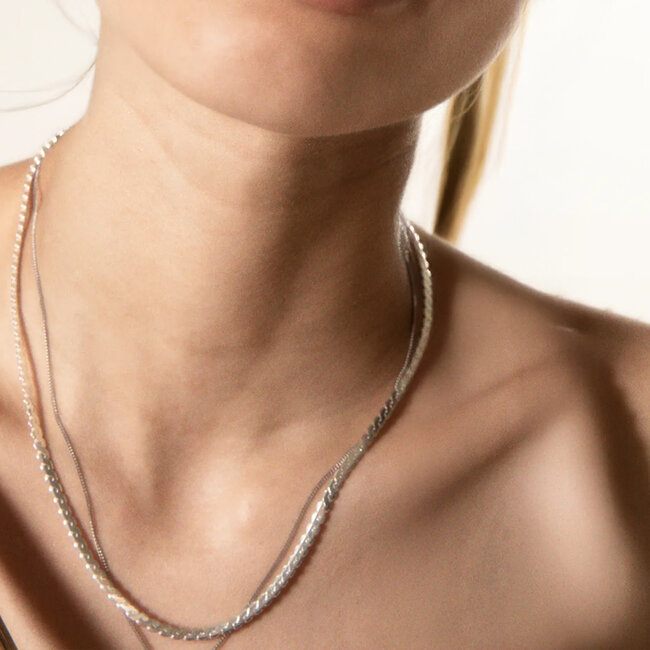 3mm Serpentine Chain Necklace in Sterling Silver