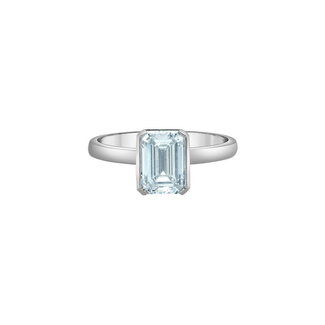 Diamond Evolution Half-Bezel Emerald Cut Lab Grown Diamond Engagement Ring