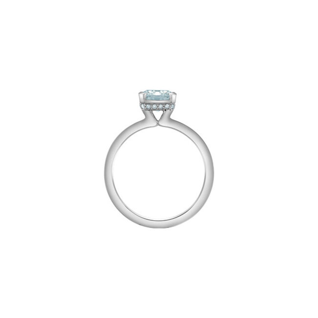 Half-Bezel Emerald Cut Lab Grown Diamond Engagement Ring in 14K White Gold
