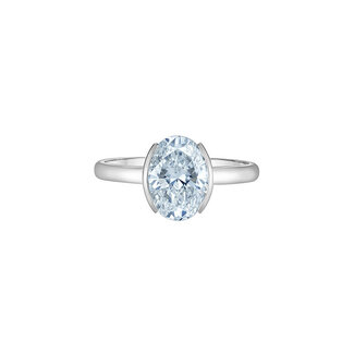 Diamond Evolution Half-Bezel Oval Lab Grown Diamond Engagement Ring