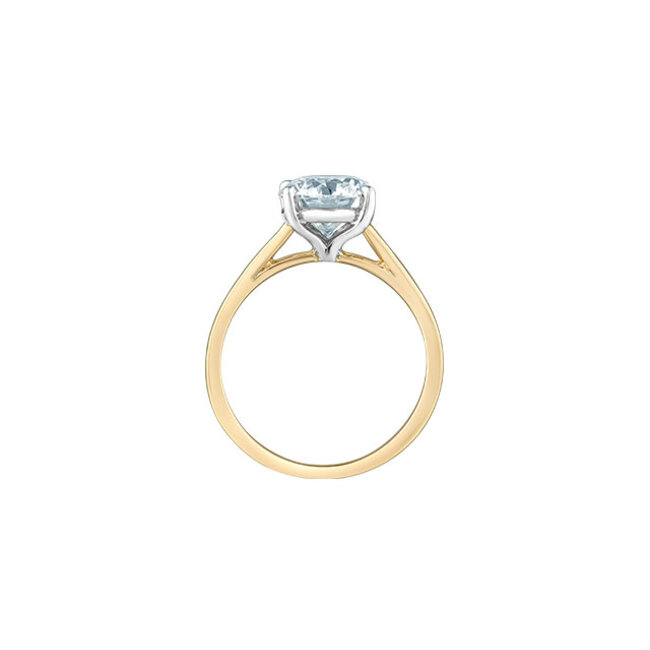 Solitaire Round Lab Grown Diamond Engagement Ring in 14K Yellow & White Gold