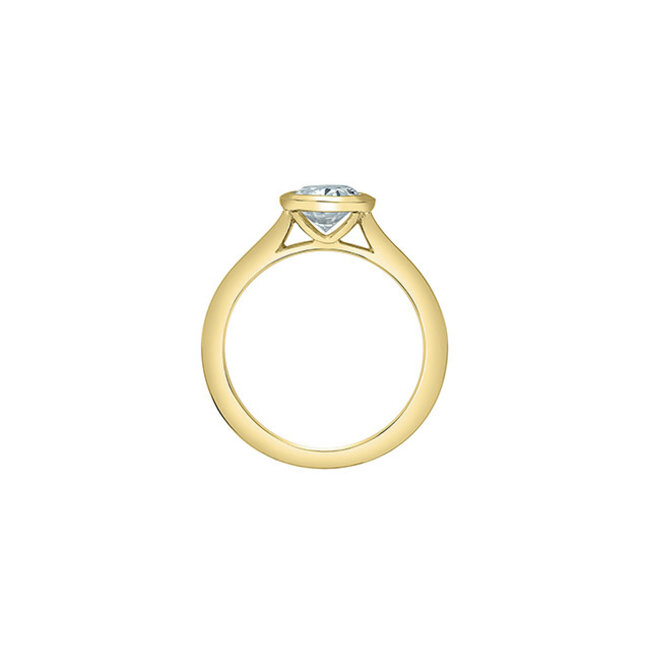 Bezel Set Oval Lab Grown Diamond Solitaire Engagement Ring in 14K Yellow Gold