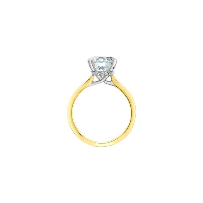 Hidden Halo Round Lab Grown Diamond Engagement Ring in 14K Yellow & White Gold