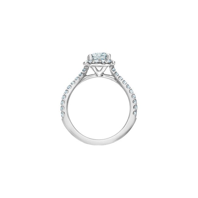 Halo Emerald Lab Grown Diamond Engagement Ring in 14K White Gold