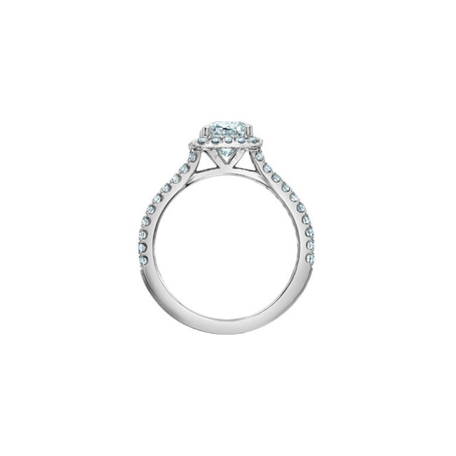 Halo Cushion Lab Grown Diamond Engagement Ring in 14K White Gold