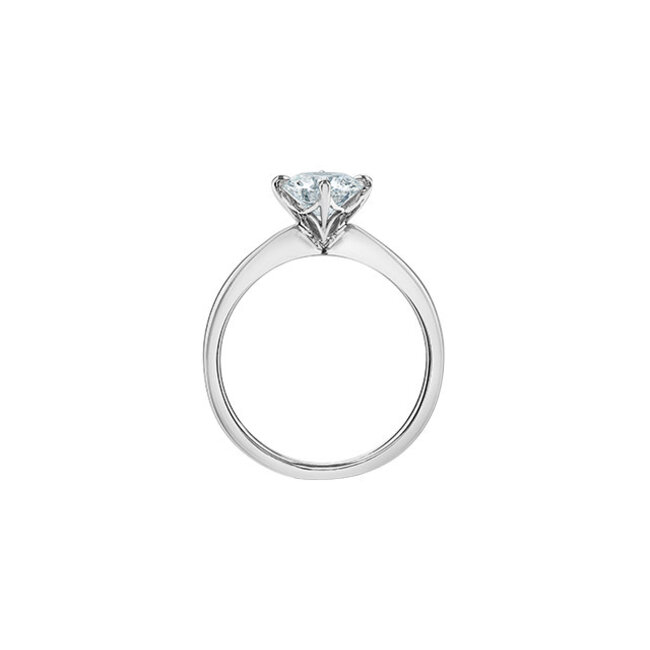 Compass-Set Round Lab Grown Diamond Engagement Ring in 14K White Gold