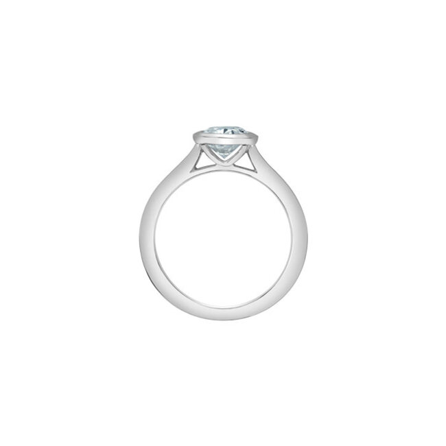Bezel Set Oval Lab Grown Diamond Engagement Ring in 14K White Gold