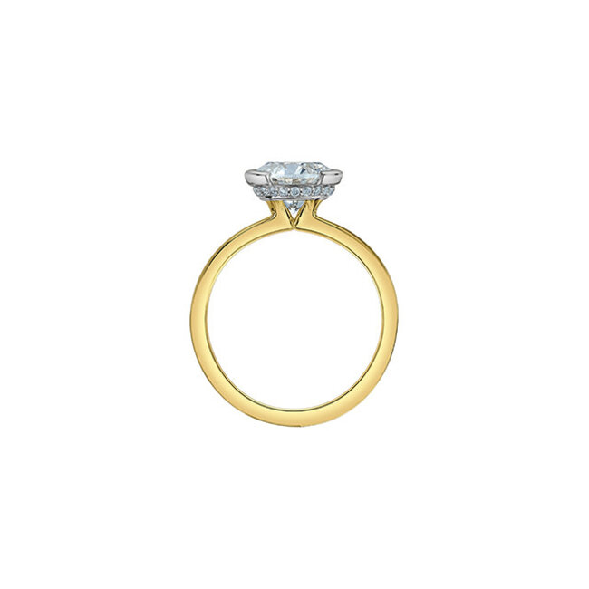 Half-Bezel Round Lab Grown Diamond Engagement Ring in 14K Yellow & White Gold