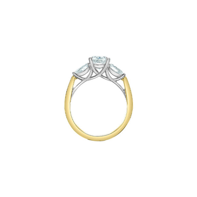 Trinity Oval Lab Grown Diamond Engagement Ring in 14K Yellow & White Gold